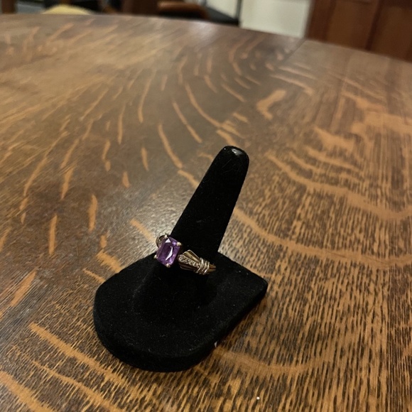 Vintage 14k Gold Amethyst Ring with diamond accents 5.69g Size 6-6.5 - Picture 9 of 13